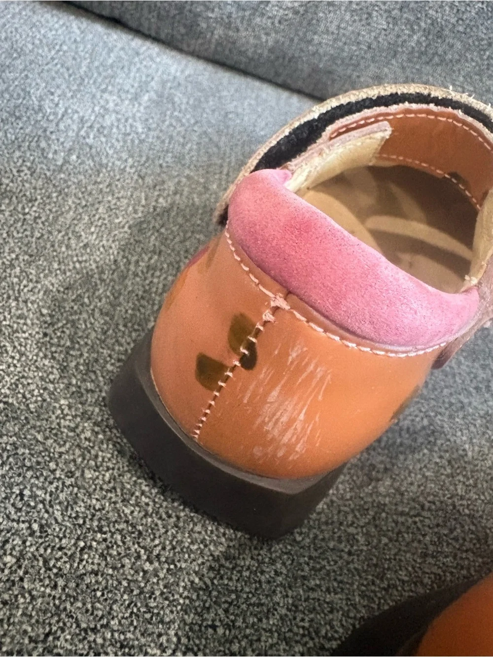 Girls' Peach Floral Mary Jane Dress Shoes with Strap